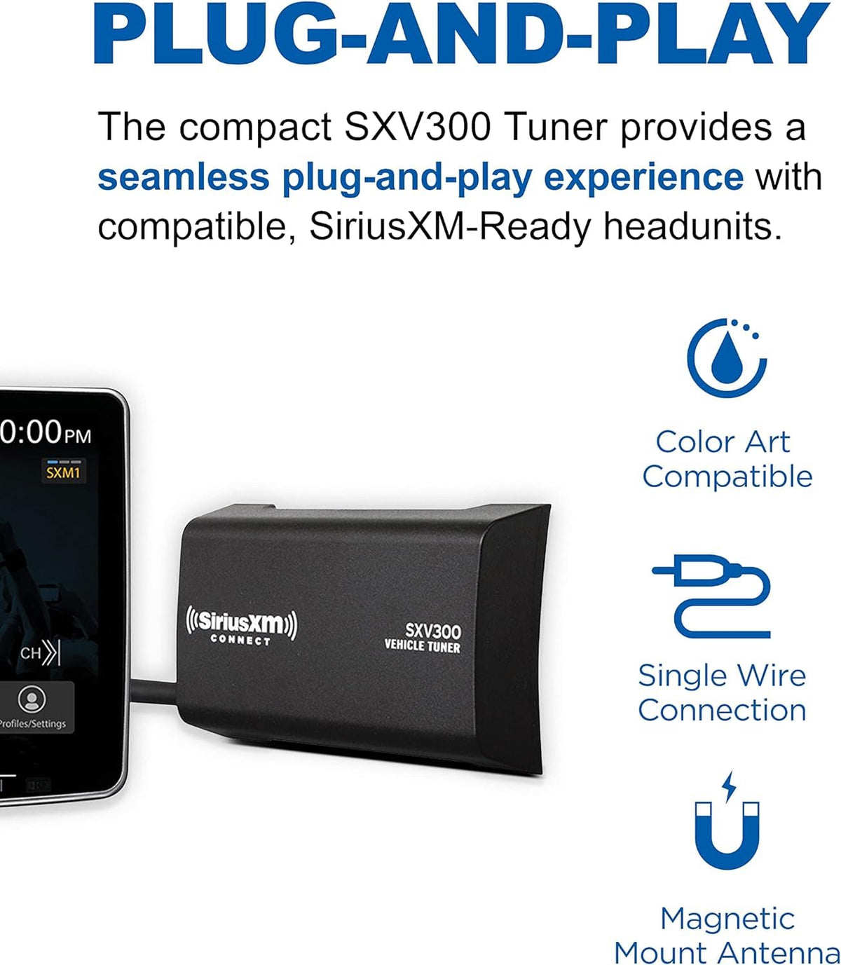 SiriusXM SXV300V1 magnetic antenna providing strong signal for reliable listening