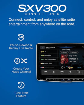 SiriusXM SXV300V1 vehicle connection highlights simple plug-and-play