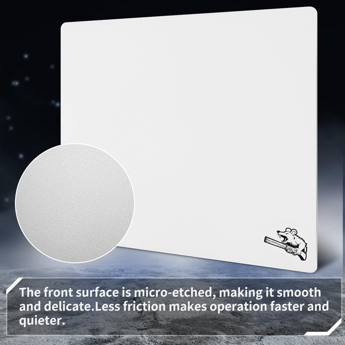 SIROOLAC glass gaming mouse pad 3mm thickness close-up for stability.