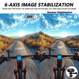 SixBondsCam with six-axis stabilization delivering smooth cycling shots.