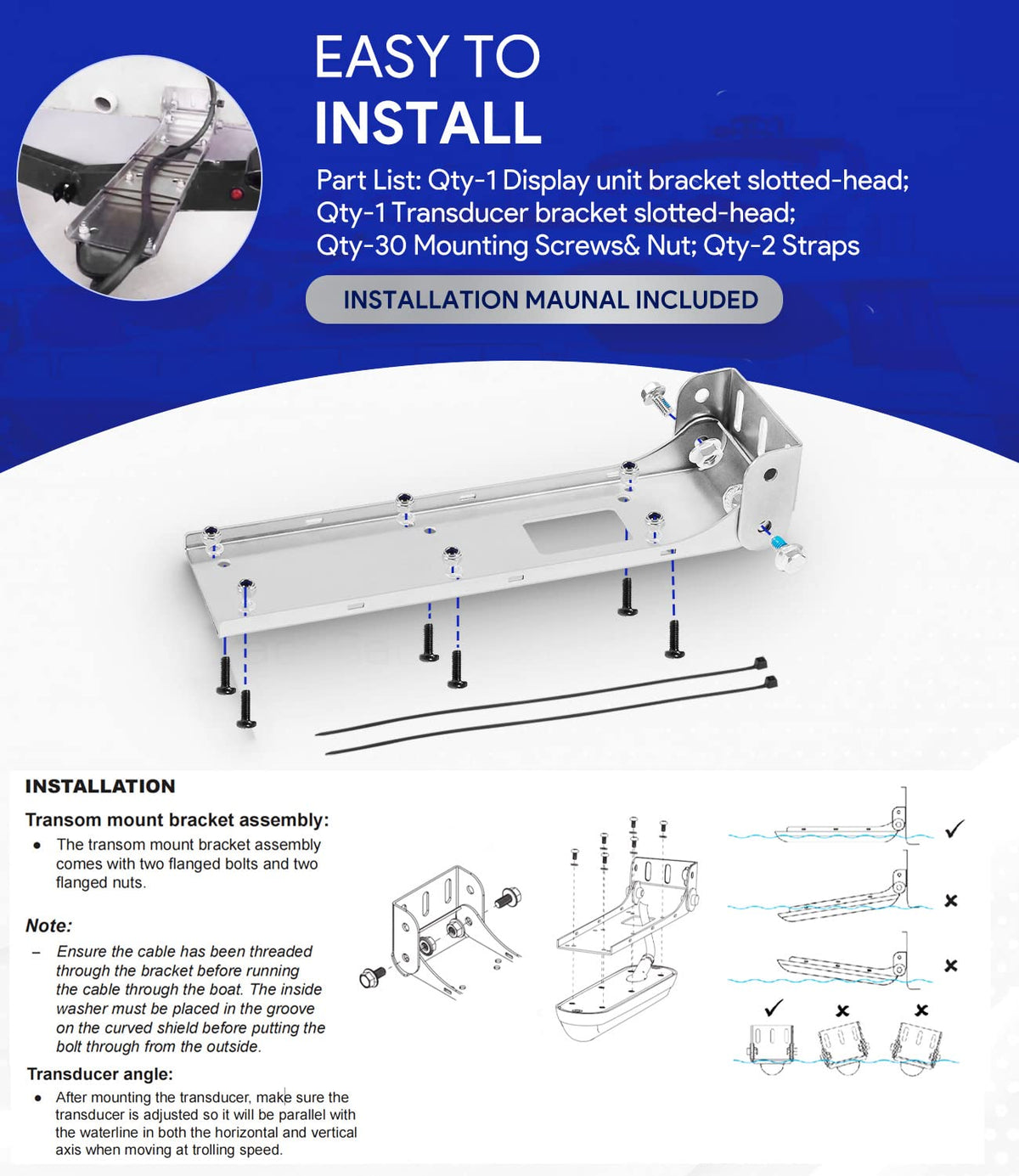 Sixcow marine-grade bracket resists rust, designed for saltwater and freshwater use
