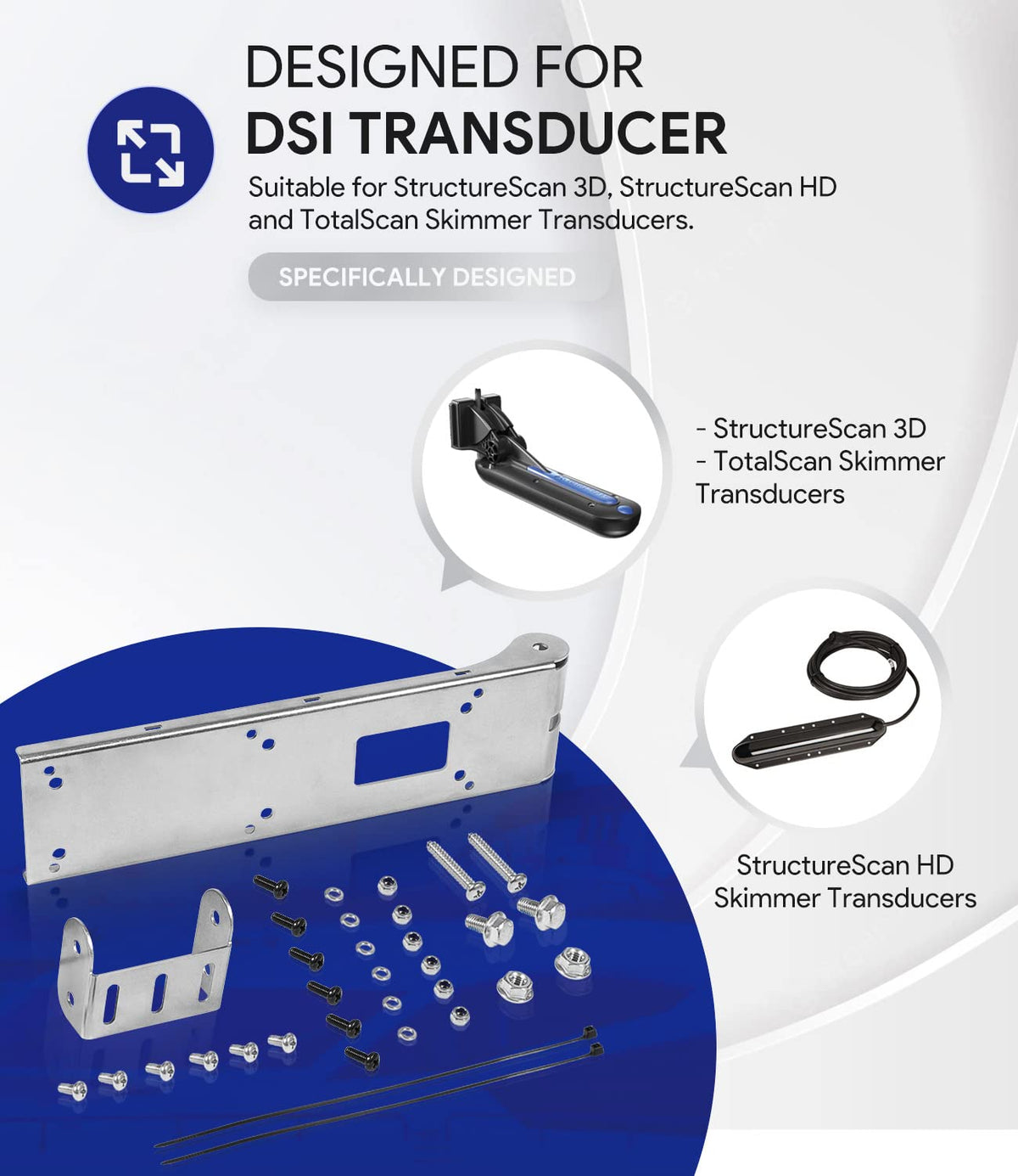 Sixcow bracket secures TotalScan Skimmer transducers for stable depths and consistent readings