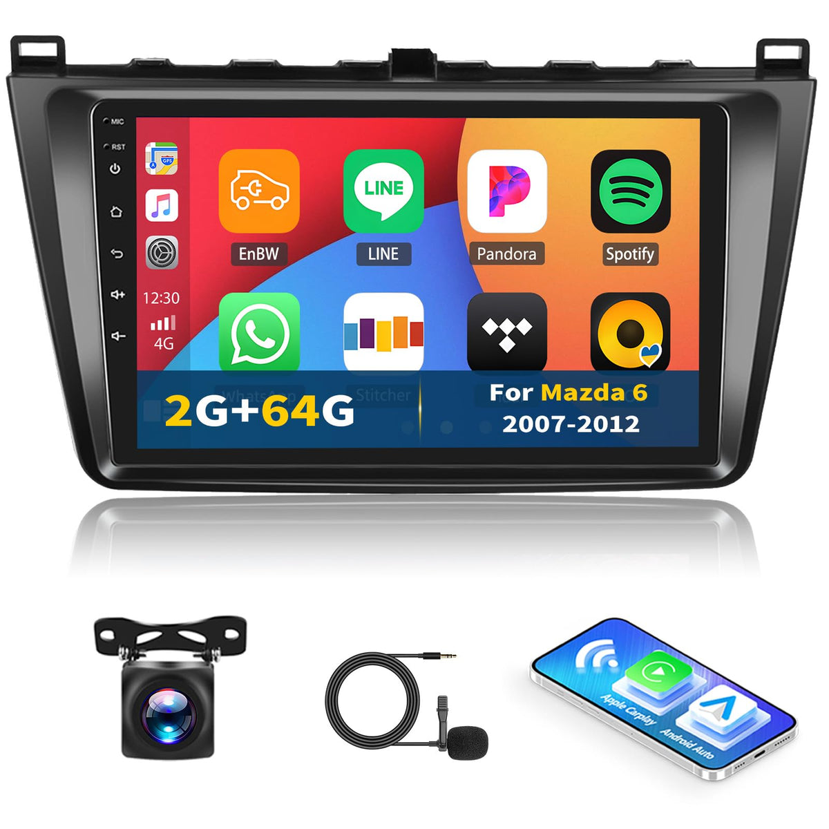 SIXTOP Mazda 6 Android 13 stereo with CarPlay for seamless navigation and calls
