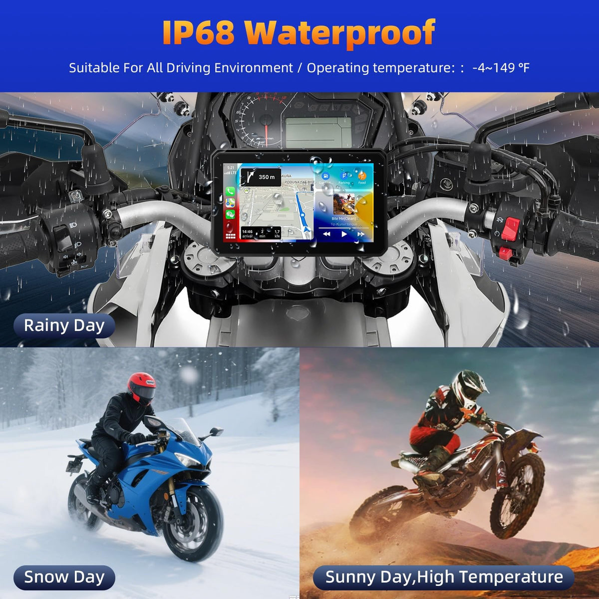 SIXTOP screen exposed to rain demonstrating IP68 waterproof protection