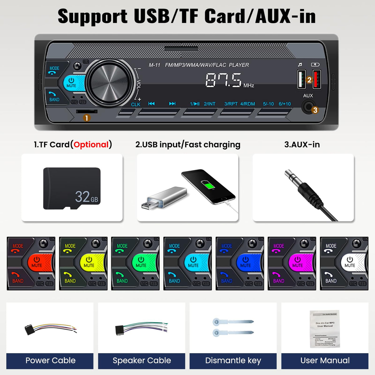SIXWIN 7-color button lights illuminate controls for nighttime driving