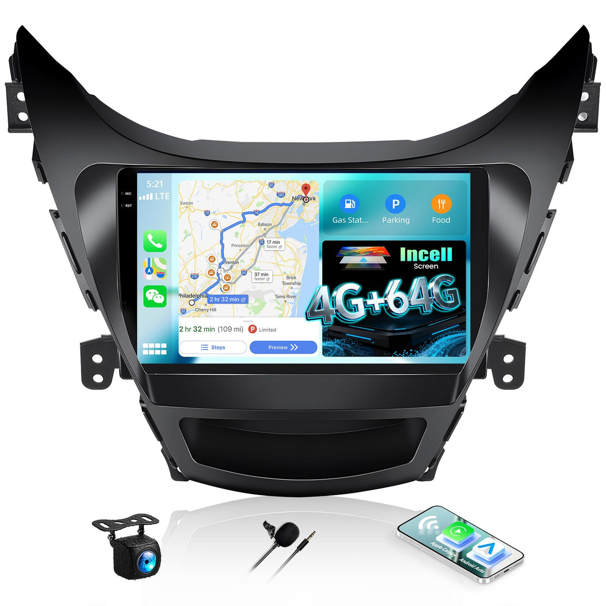 SIXWIN 9-inch touch screen head unit for Hyundai Elantra with CarPlay and Android Auto