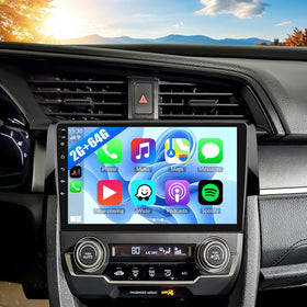 SixWIN Android 15 car stereo front view, seamless Civic fit for a clean dashboard