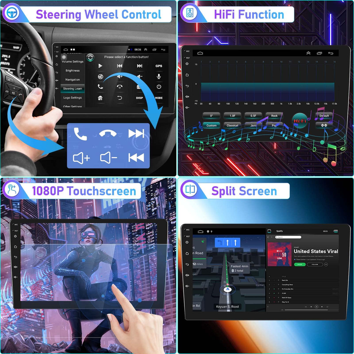 SixWIN Android 15 car stereo WiFi Bluetooth for Civic convenience