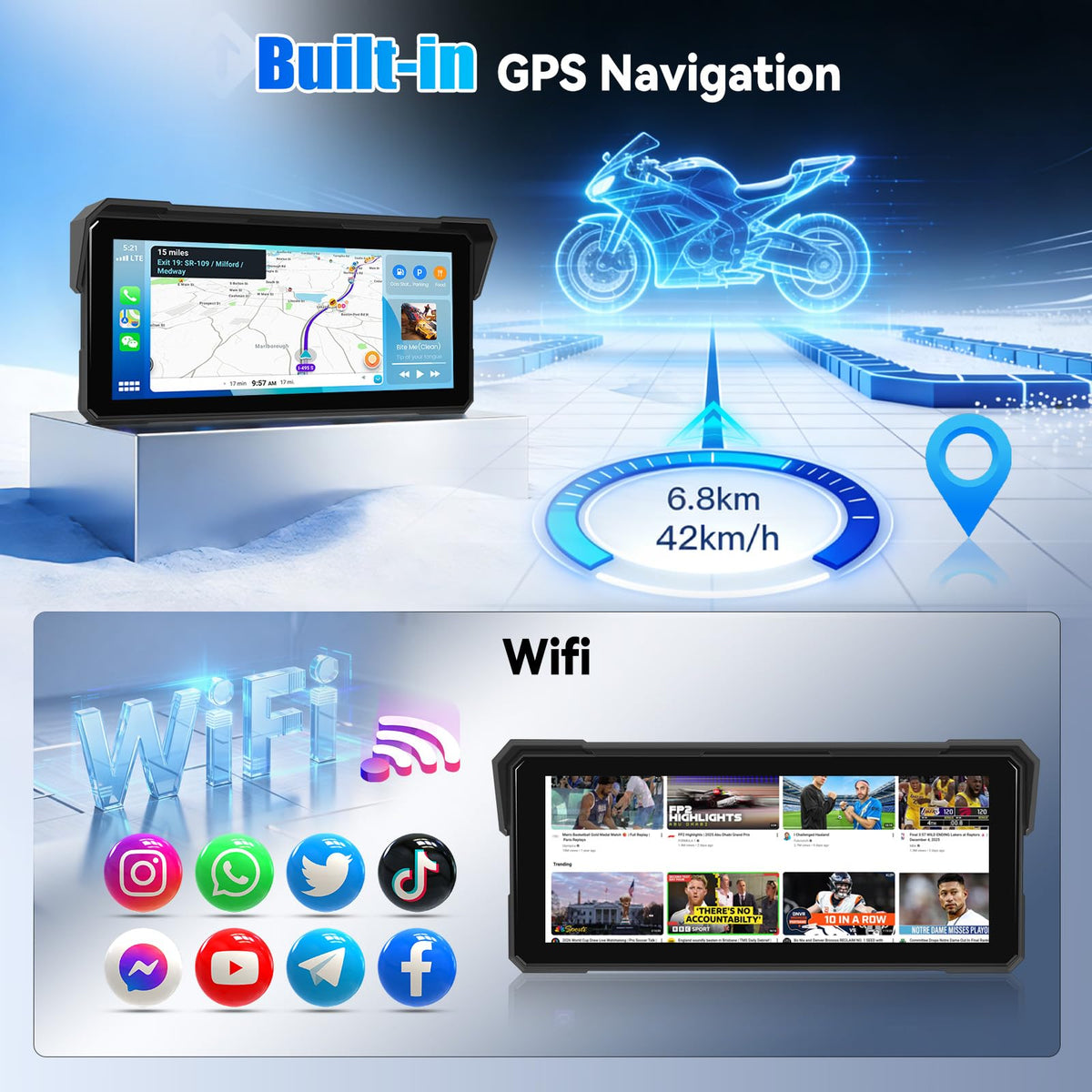 SixWIN Bluetooth audio with CarPlay delivers clear calls and music on the ride