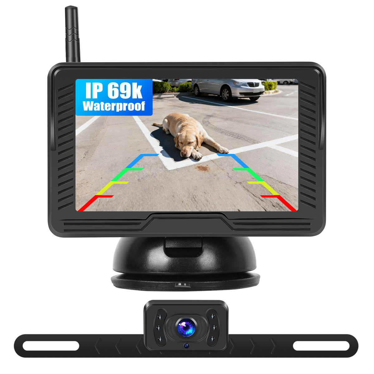 SIXWIN front view of monitor and camera kit showing complete components and easy setup benefit