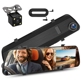 Sixwin mirror dash cam front camera view for clear daytime evidence.