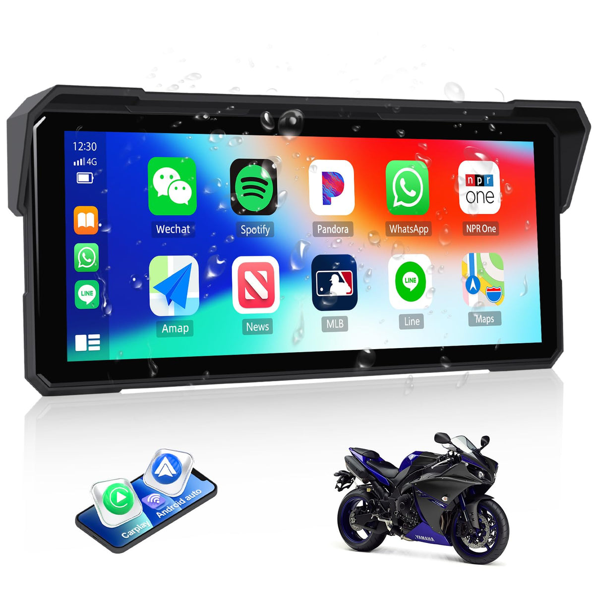 SIXWIN motorcycle GPS on 8.1-inch display enabling safe hands-free navigation