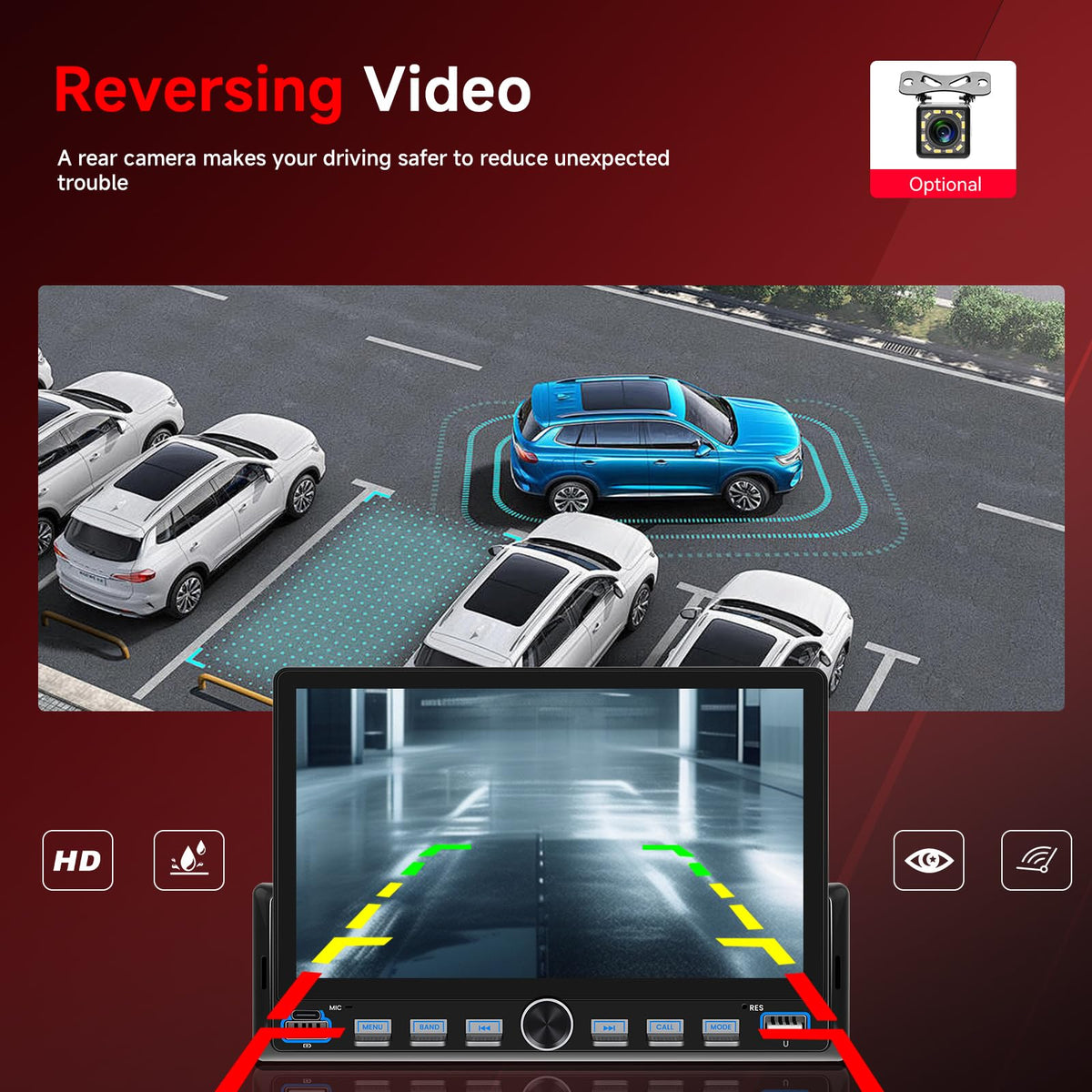 SIXWIN next to ruler showing single DIN size for straightforward dashboard fitment