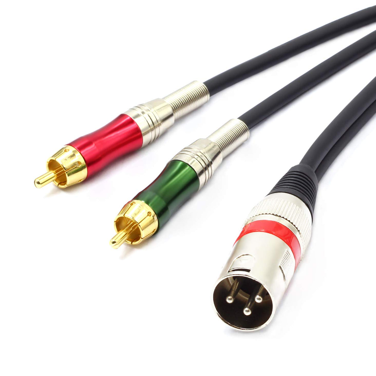Nickel-plated connectors provide reliable contact for longer cable life.