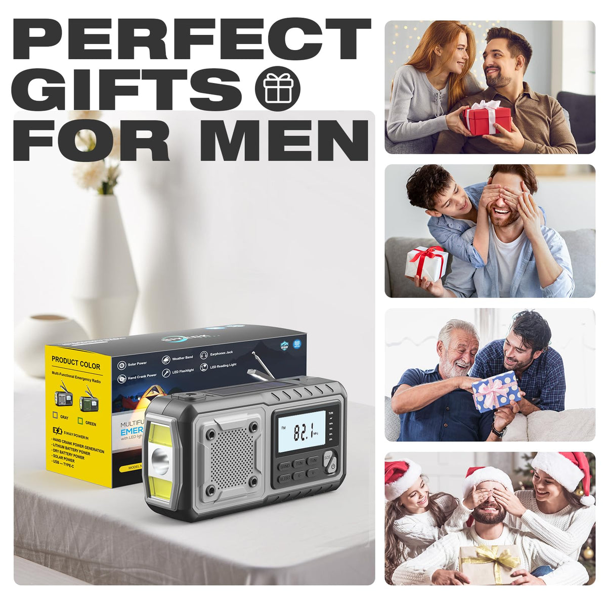Compact, portable SIYEGK emergency radio designed for home and travel