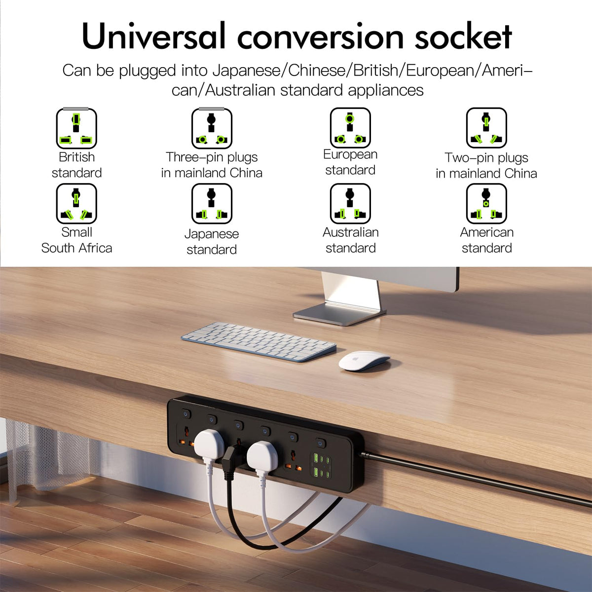 SIYOMG universal sockets with international compatibility for travel or dorms.