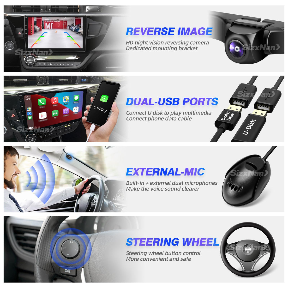 SizxNanv Bluetooth and FM/AM radio with GPS navigation