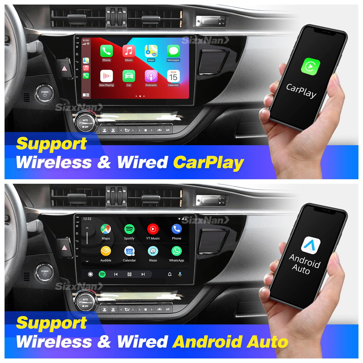 SizxNanv backup camera view to aid parking with clear guidance