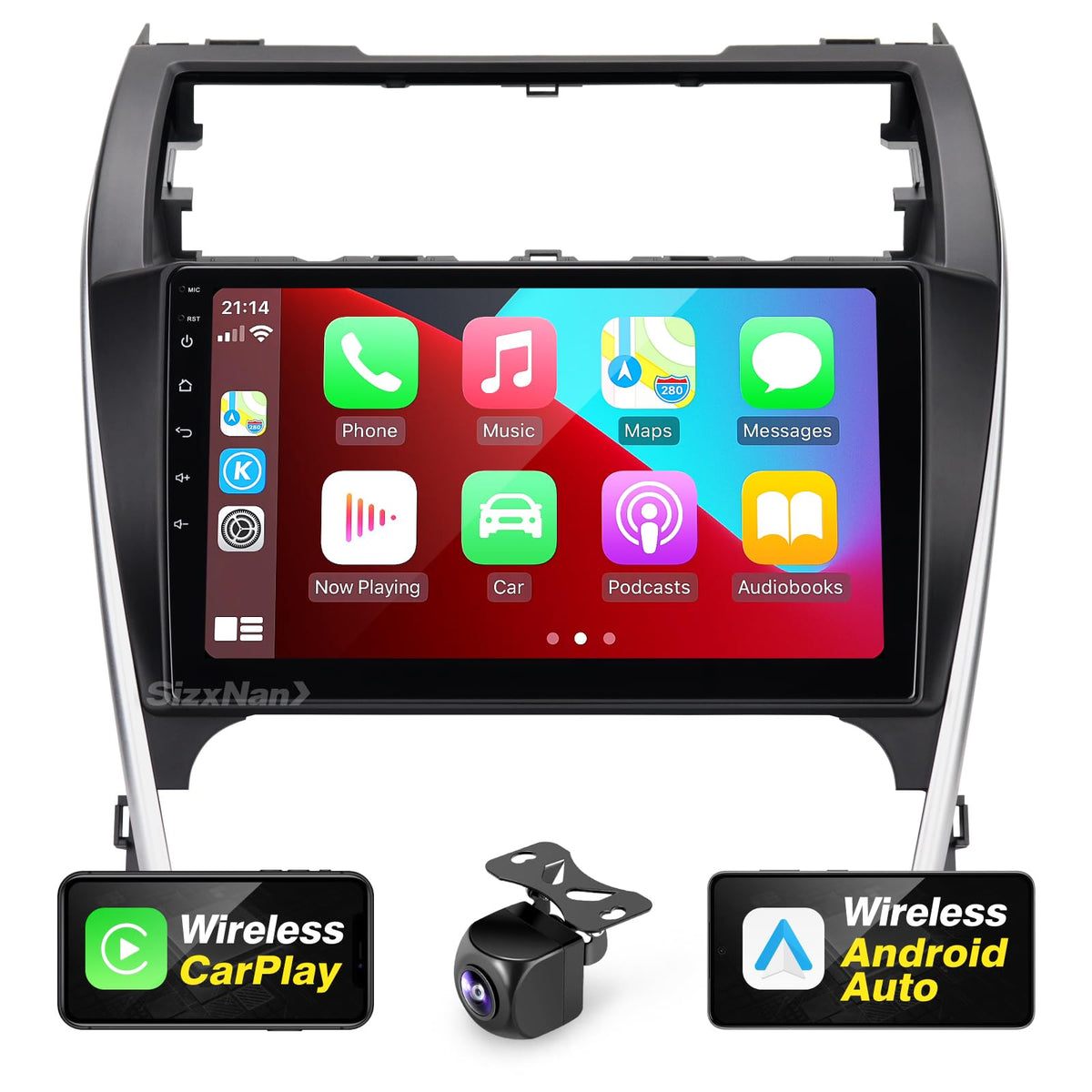 SizxNanv Camry dashboard stereo display enabling seamless control and media playback.