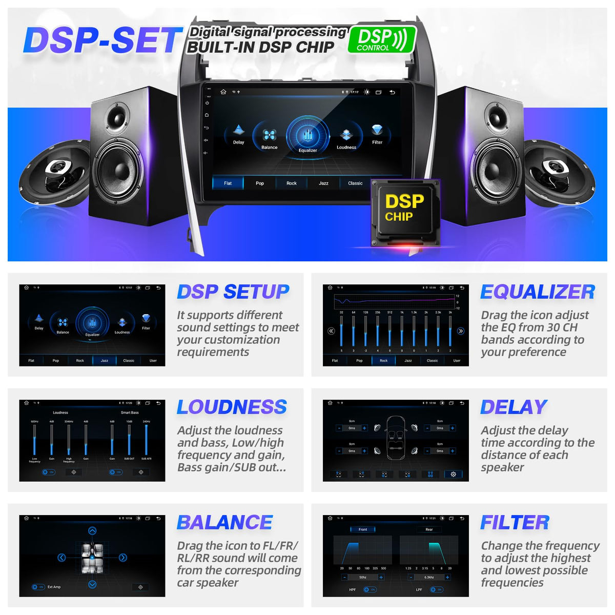 SizxNanv dsp audio processing with customizable sound settings for tailored listening