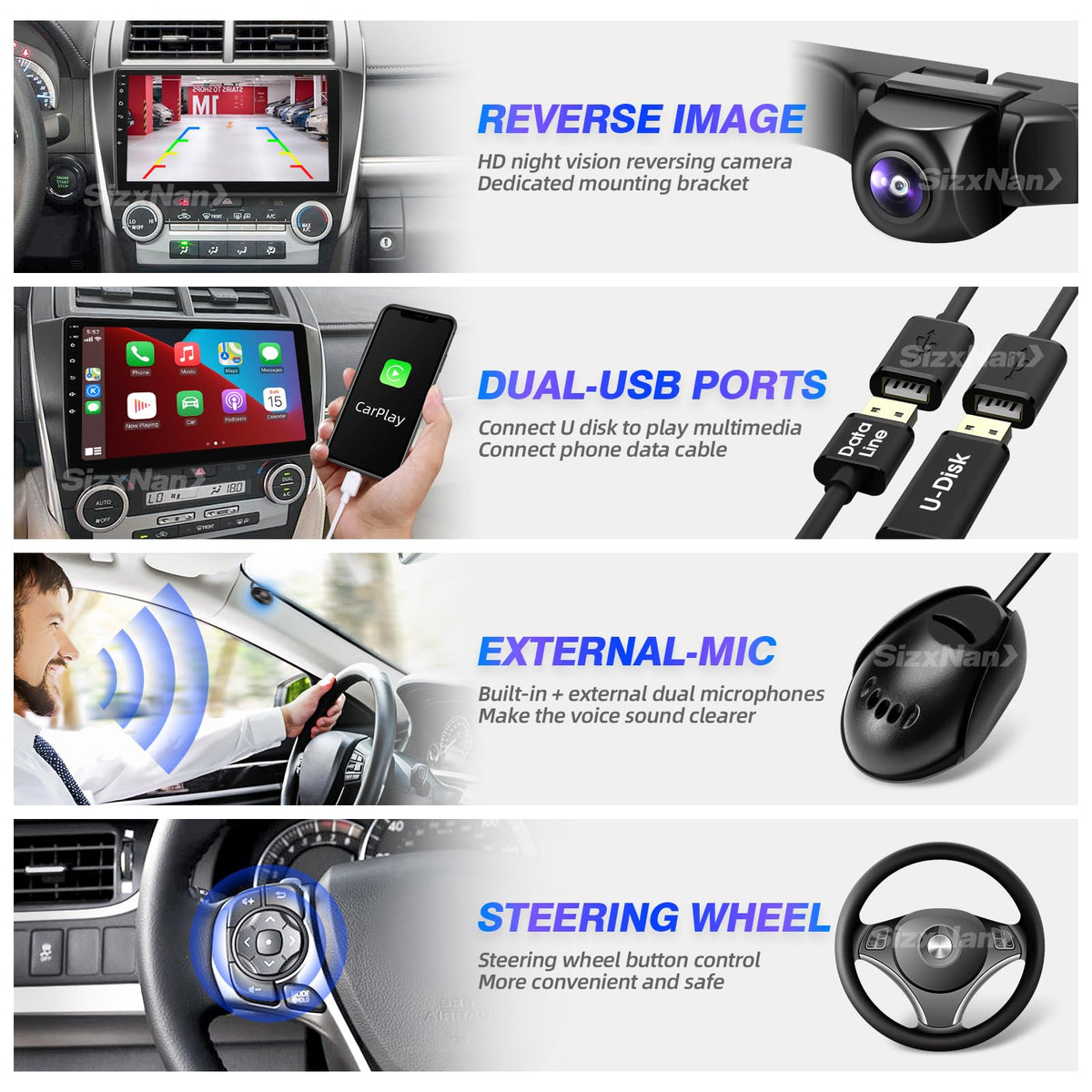 SizxNanv built-in GPS navigation for reliable route guidance on the Camry screen