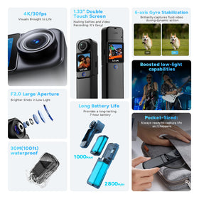 SJCAM C300 7-hour battery powers all-day filming without interruption.