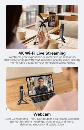 SJCAM C300 power grip with batteries attached for extended 7-hour runtime