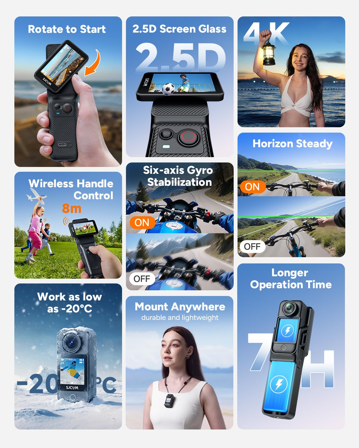 SJCAM C400 with 154-wide angle lens captures expansive scenes.