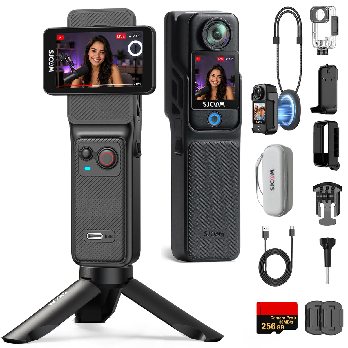 SJCAM C400 4K wide shot captures landscapes and vlogs with crisp detail.