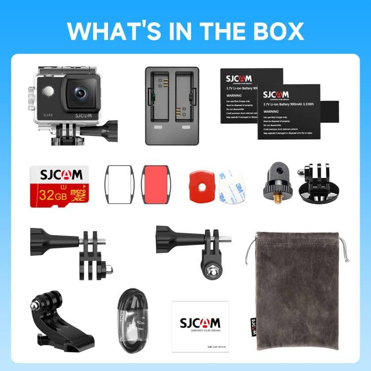 SJCAM SJ4000 with dual batteries and 32GB card for longer sessions