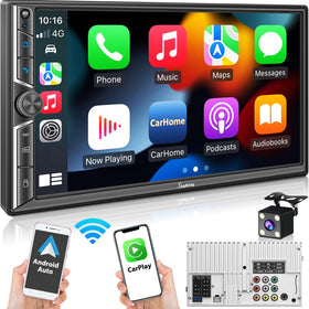 SJOYBRING 7in DIN head unit front view with touchscreen and controls for safe driving