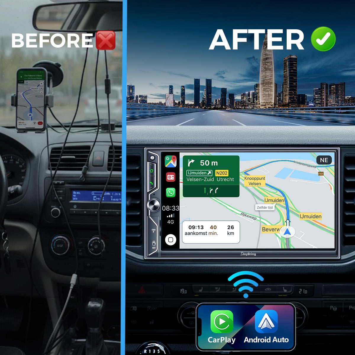SJOYBRING Mirror Link enables app casting during stops.
