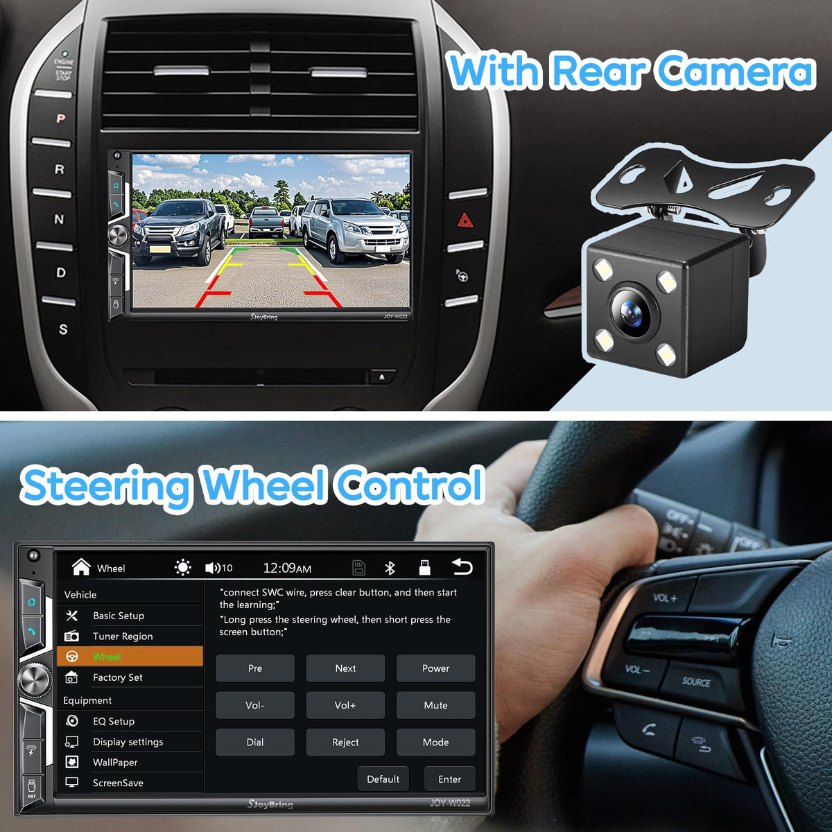 SJOYBRING voice assistant access on the 7-inch stereo enhances on-road convenience.