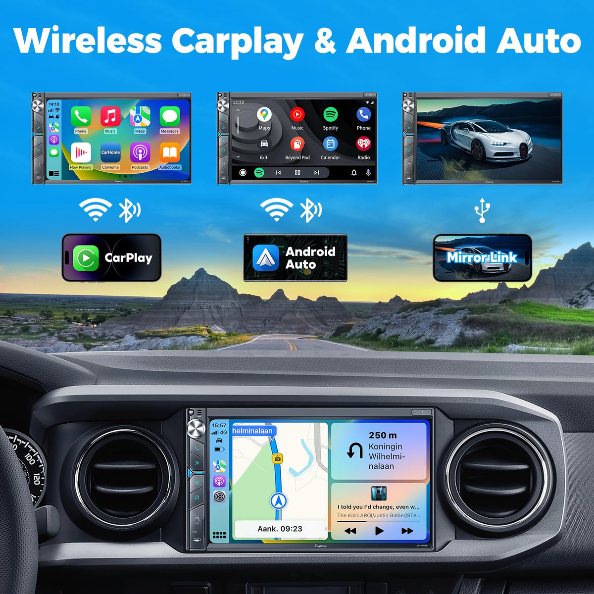 SJOYBRING wireless CarPlay and Android Auto interface for safe hands-free use