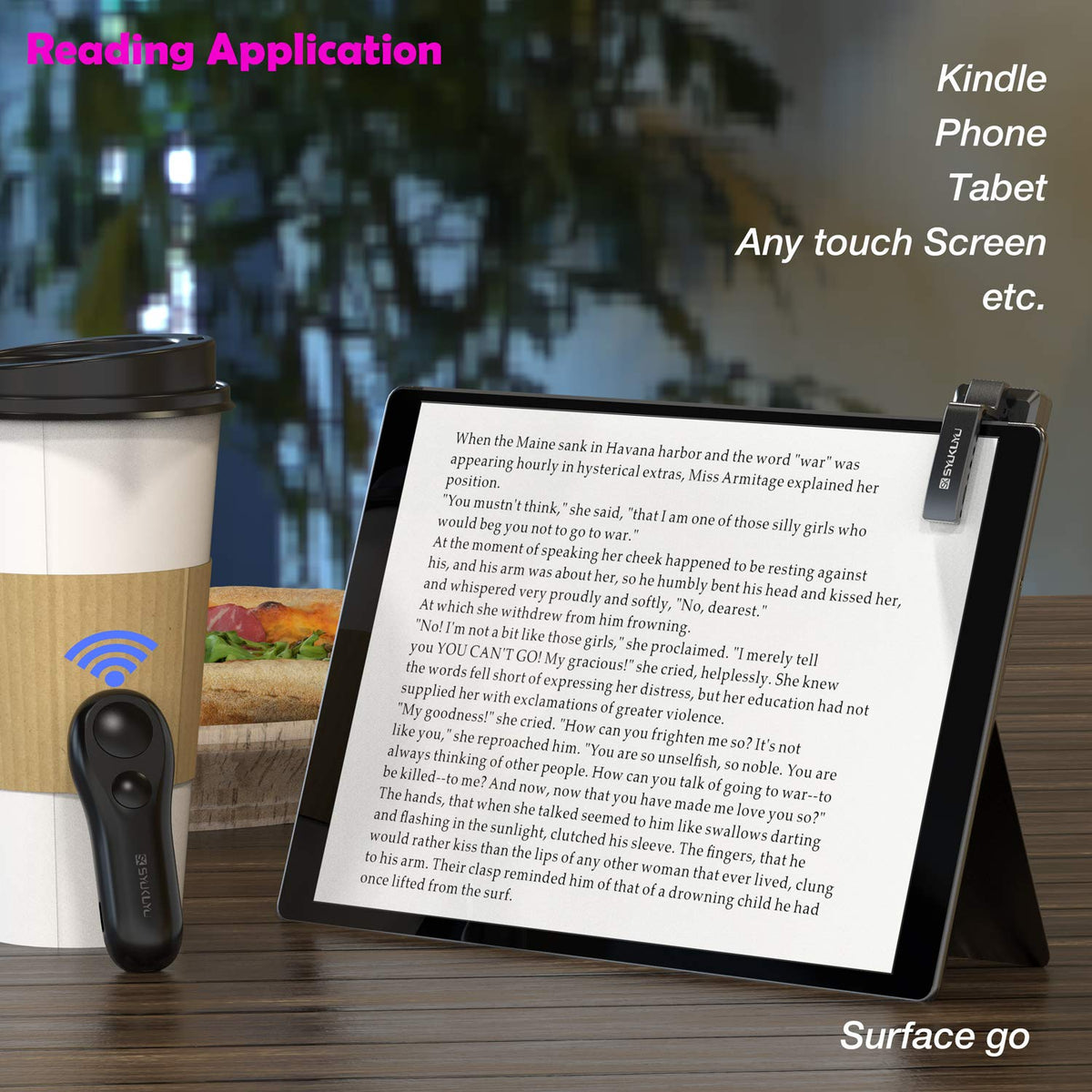 SK SYUKUYU USB cable plugged in to remote highlighting rechargeable, battery-free convenience