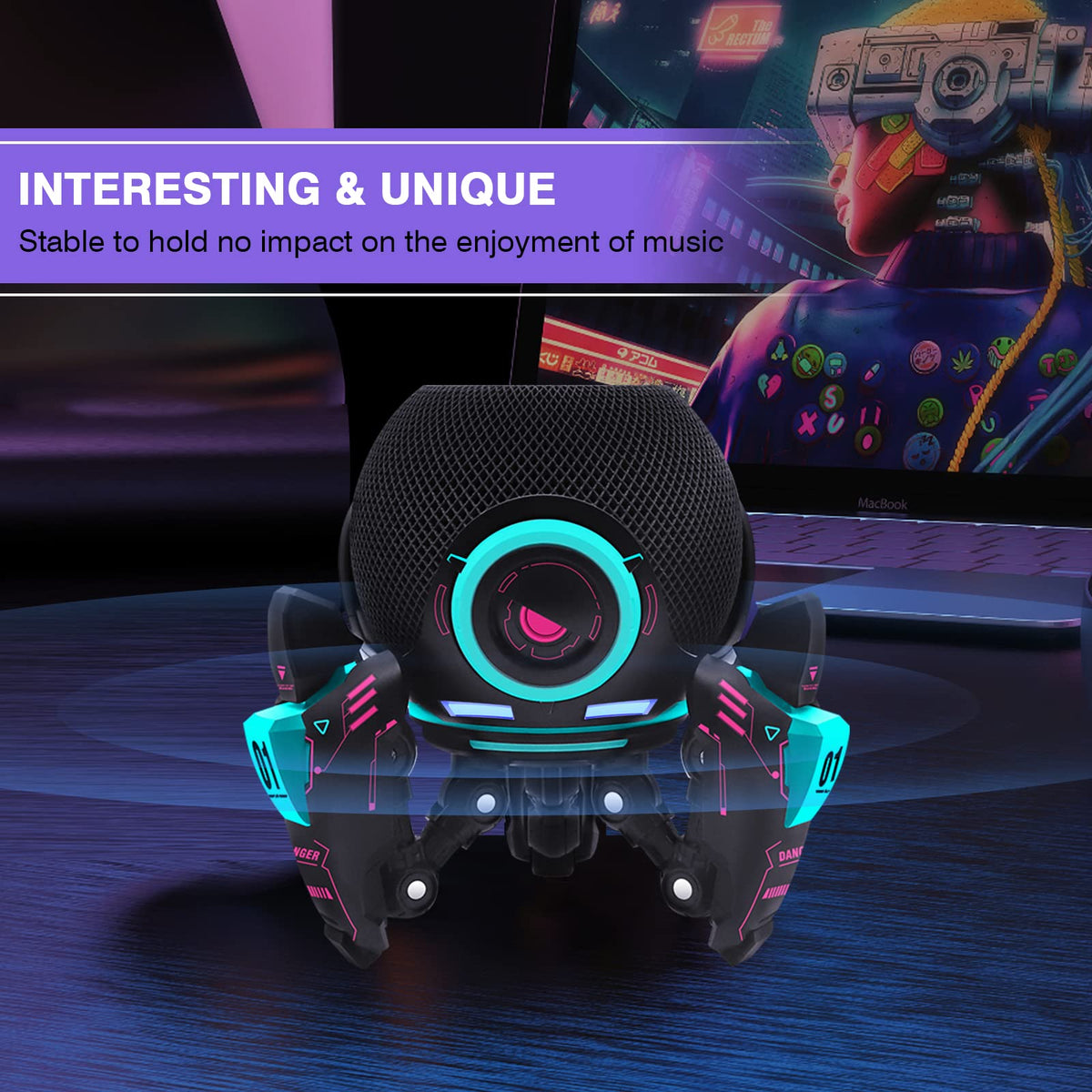 SKAILING Echo Dot stand base detail showing non-slip bottom protecting surfaces