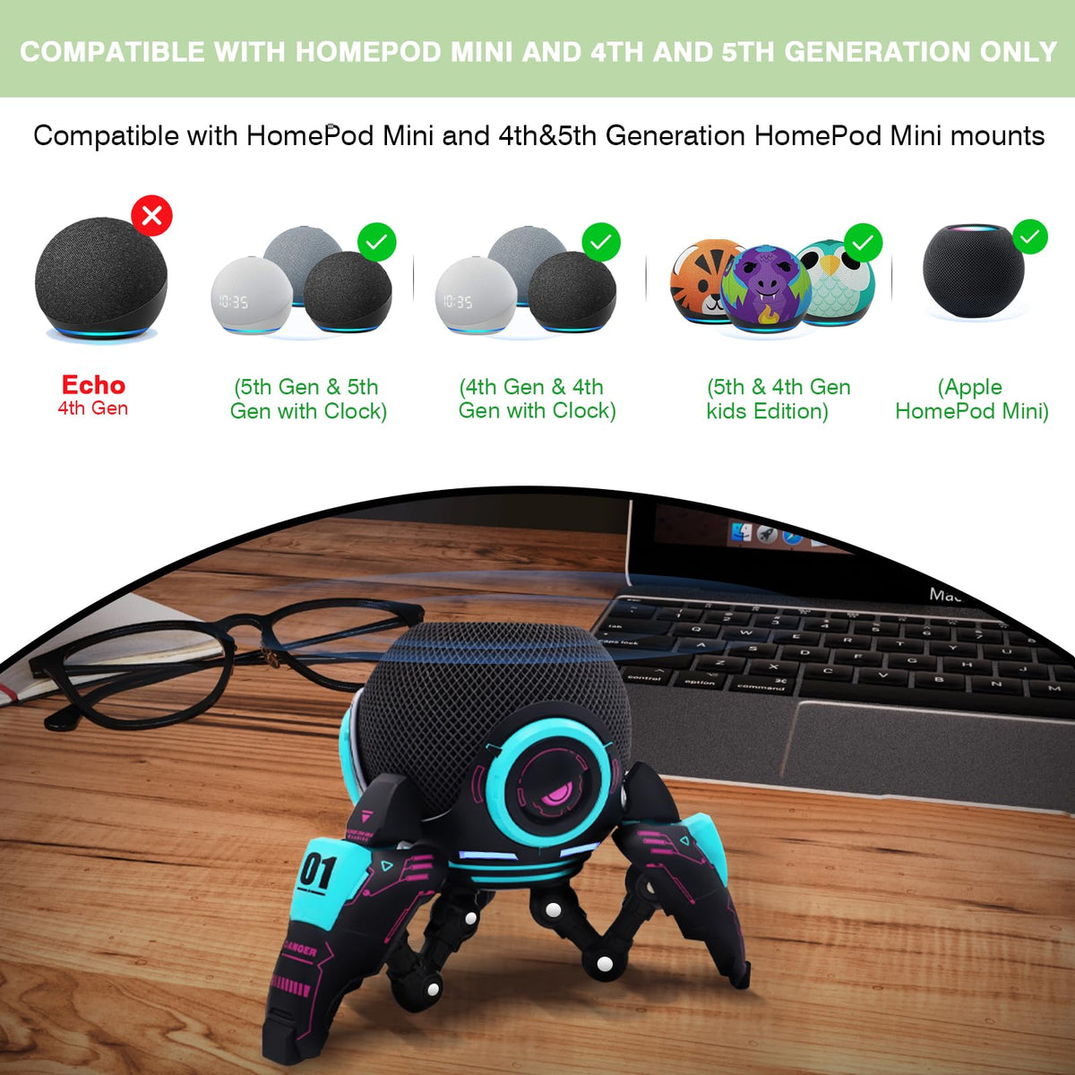 SKAILING Echo Dot stand close texture showing durable ABS+POM construction benefit