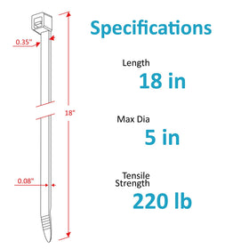 Skalon heavy-duty 18inch zip ties offer 220 lb tensile strength for tough jobs.