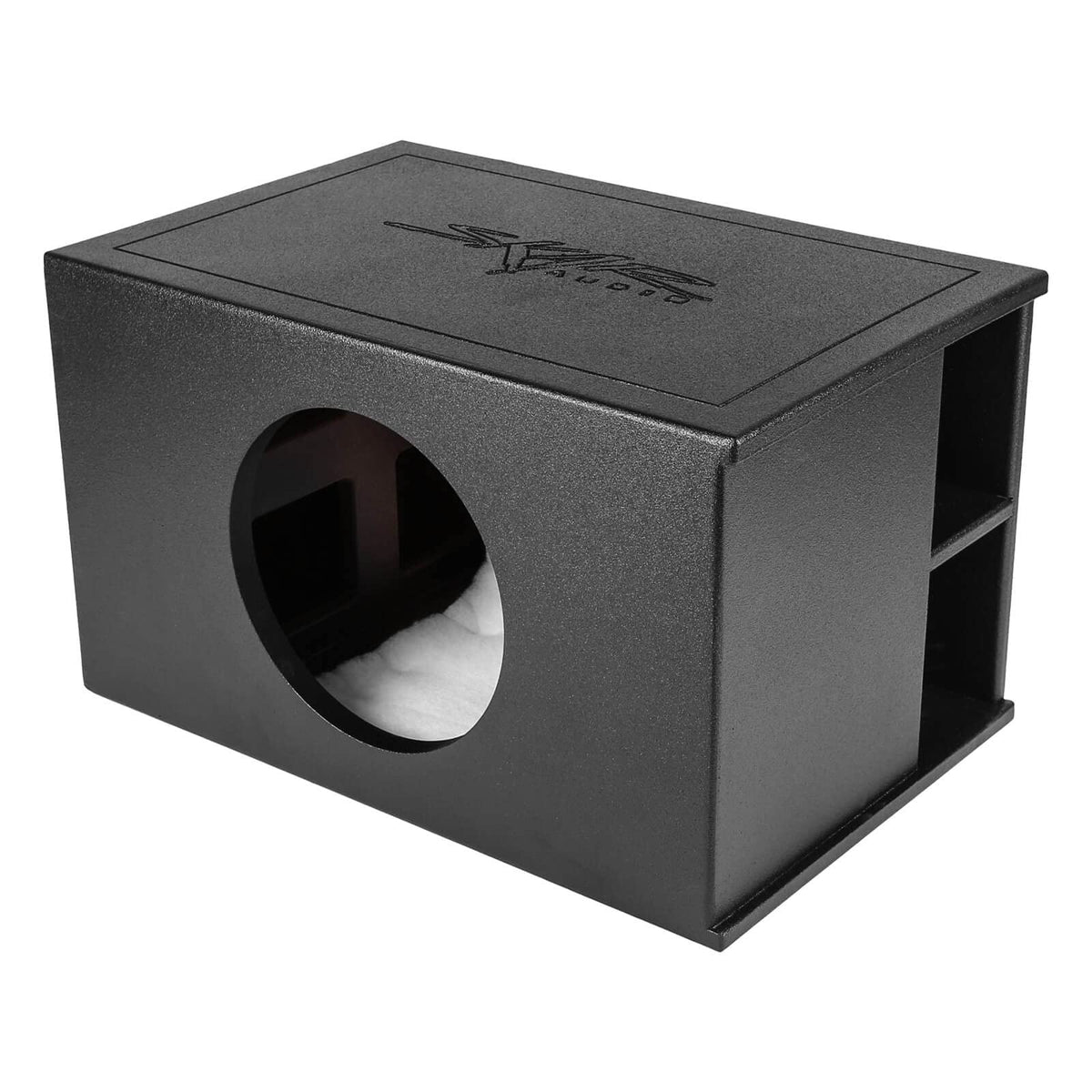 Rear port on the right side boosts bass in compact vehicles