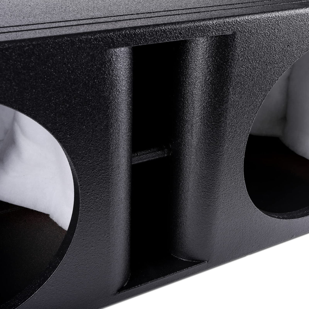 Skar Audio AR2X12V bed-liner finish adds durability and style.
