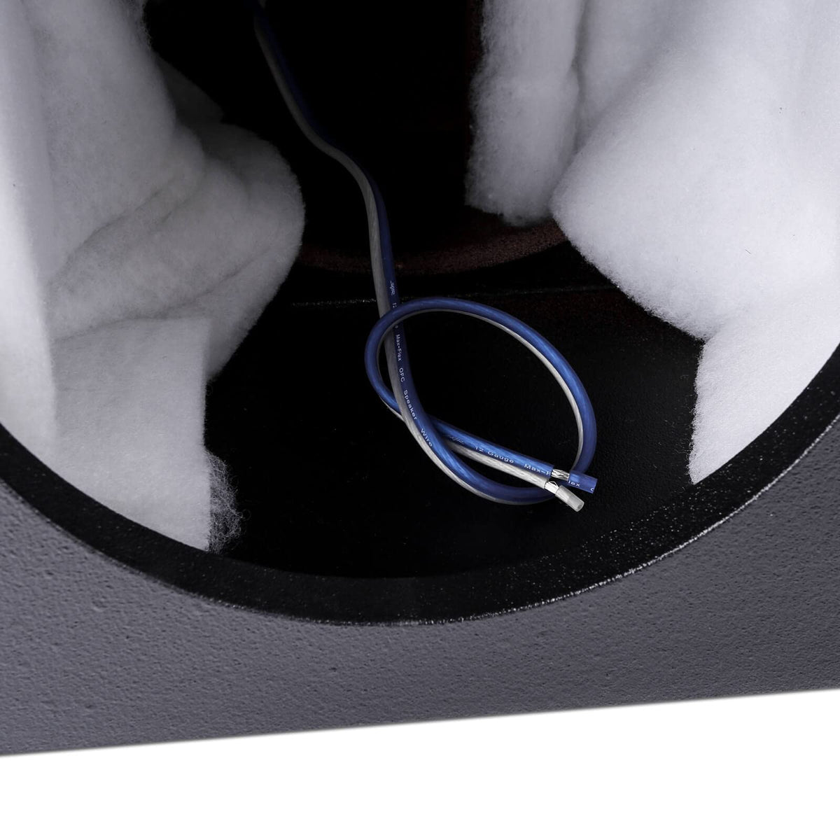 Skar Audio AR2X8V subwoofer hole cut-out shows precise 7.25-inch diameter.