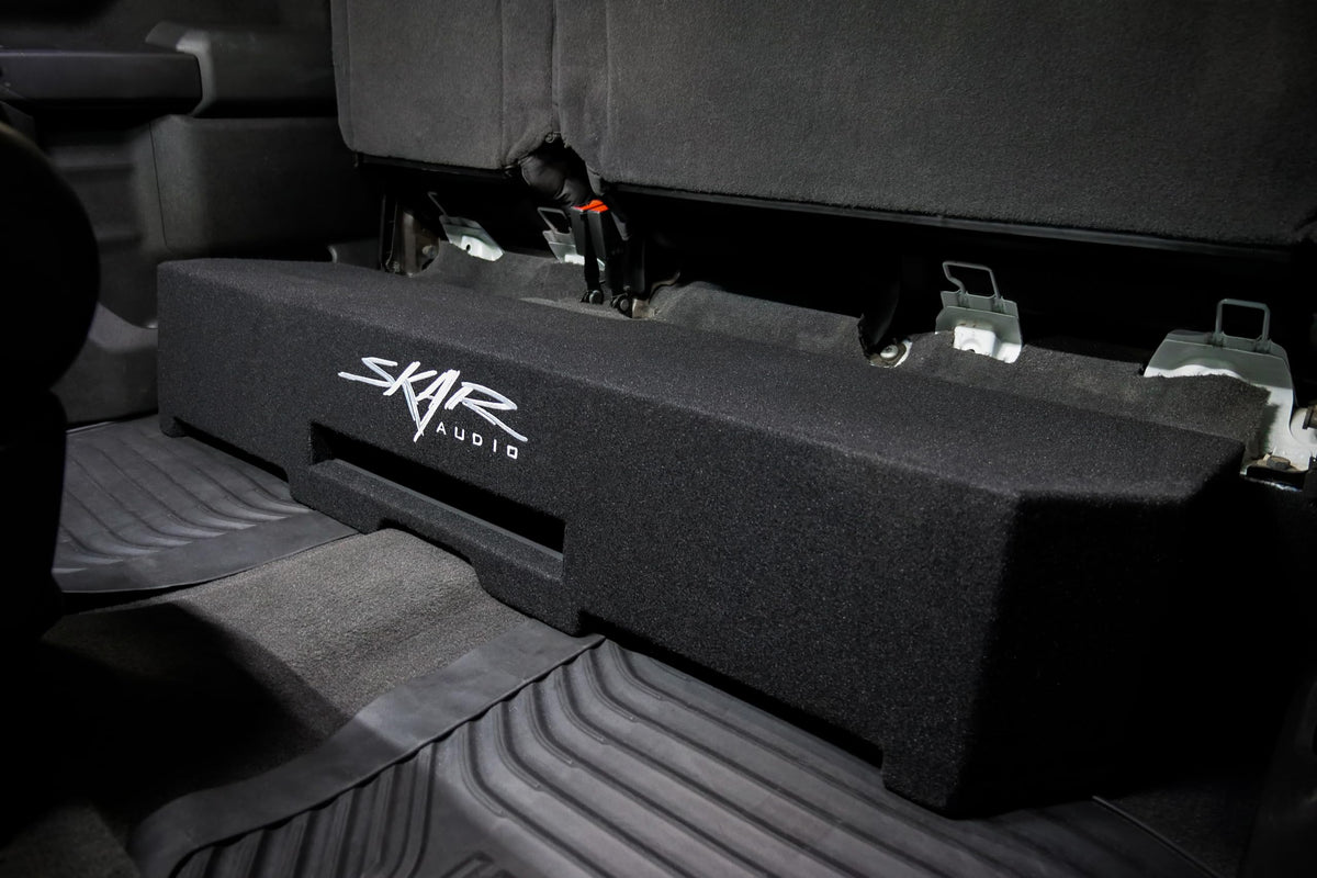 Skar Audio automotive-grade finish complements truck interiors.