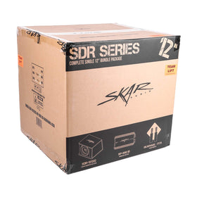 Skar Audio car setup image illustrates installation-ready system with real-world bass potential.