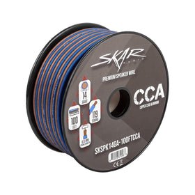 Skar Audio two-conductor CCA wire close-up highlighting the core.