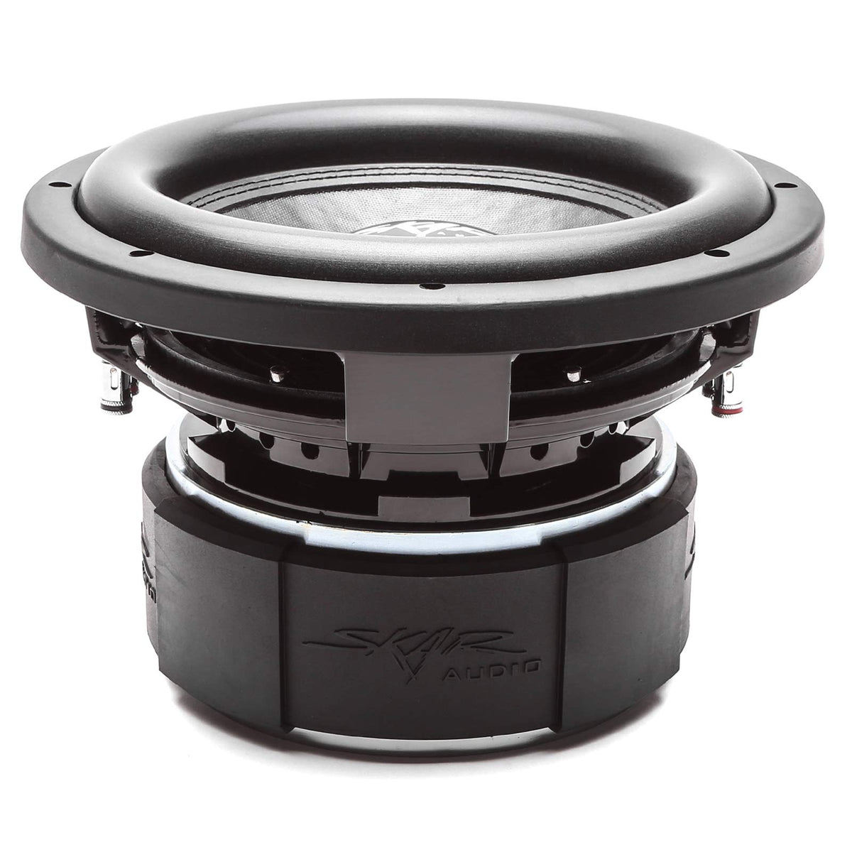 Skar Audio DDX-10 D4 massive magnet indicating high power capacity.