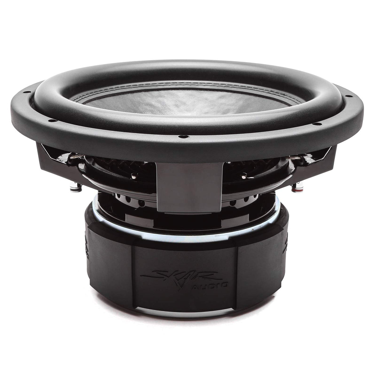 Skar Audio DDX-12 D2 subwoofer magnet detail emphasizes high-output performance
