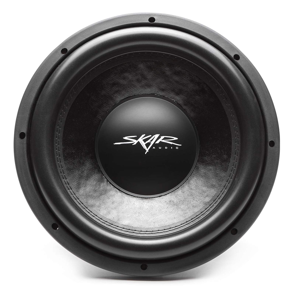 Skar Audio DDX-12 magnet assembly shows strong motor for high-impact bass.