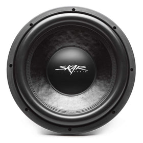 Skar Audio DDX-12 magnet assembly shows strong motor for high-impact bass.