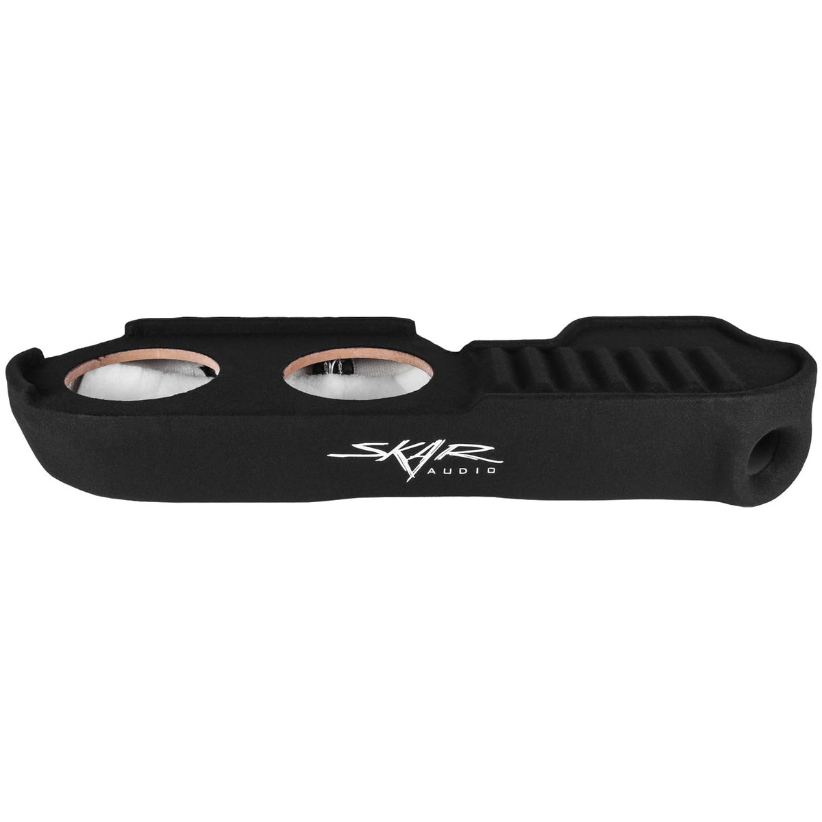 Skar Audio Gladiator enclosure with 5-inch mounting depth fits under rear seat