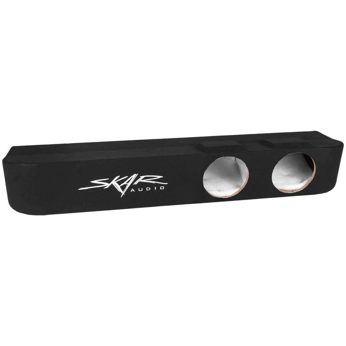 Skar Audio dual 8 inch ported enclosure down firing design boosts cabin bass